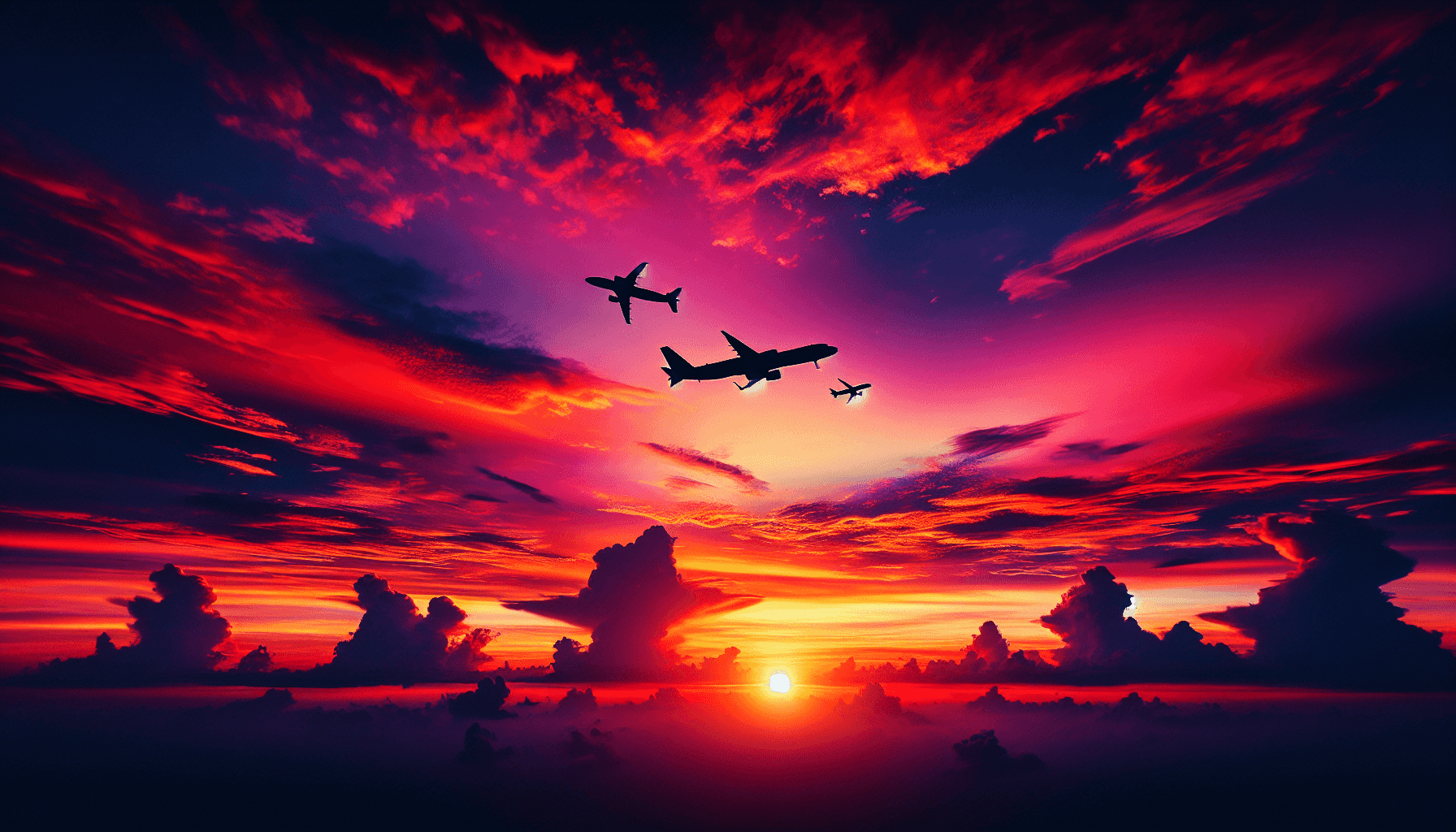 Airplanes at sunset